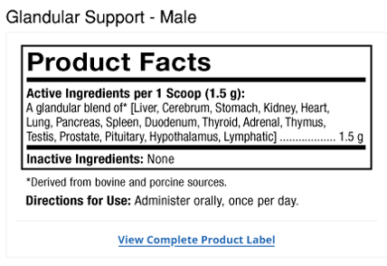 Whole Body Glandular Support for Cats & Dogs - Male Label