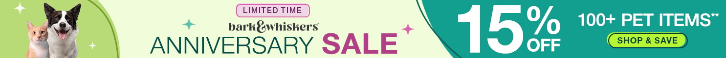 Get 15% Off 100+ Pet Items** on Pet Anniversary Sale