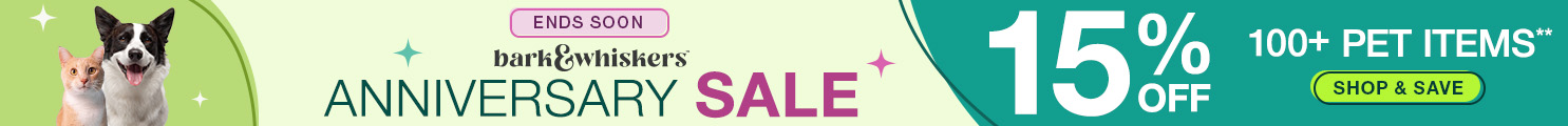 Get 15% Off 100+ Pet Items** on Pet Anniversary Sale