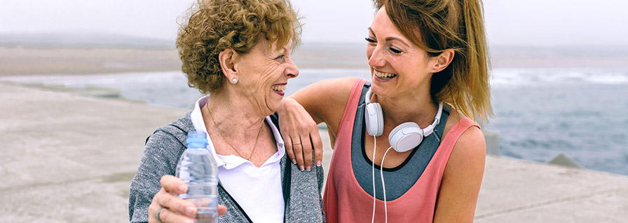 Senior woman and young woman outdoors