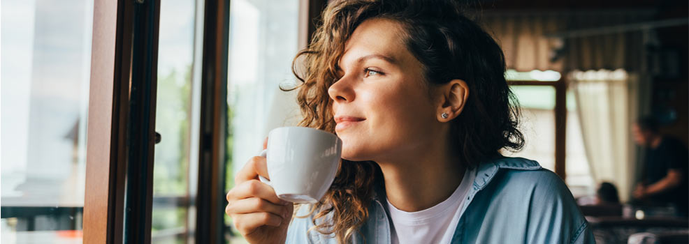 Woman drinking coffee