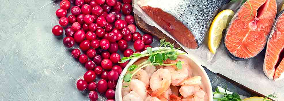 Salmon, shrimp and berries