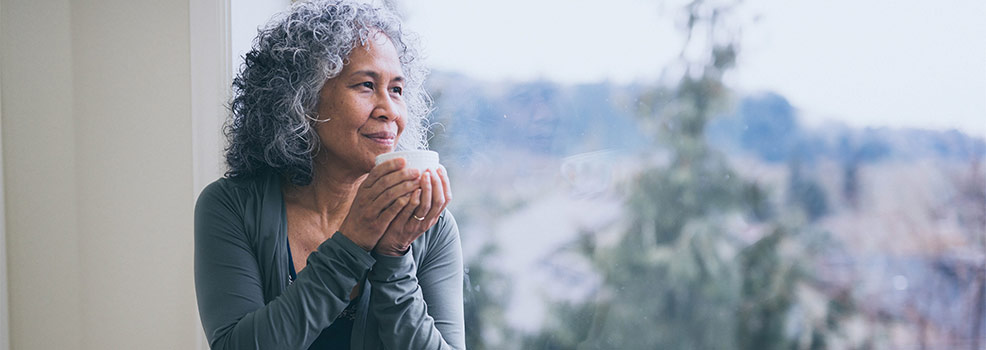 Adult woman drinking tea