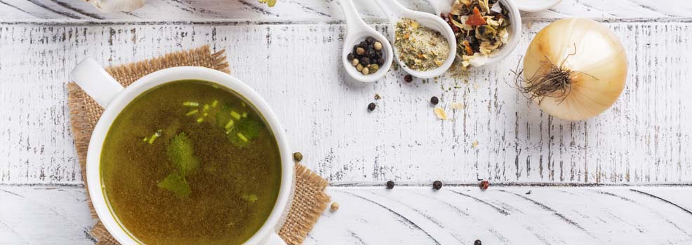 Bone broth soup rich in collagen