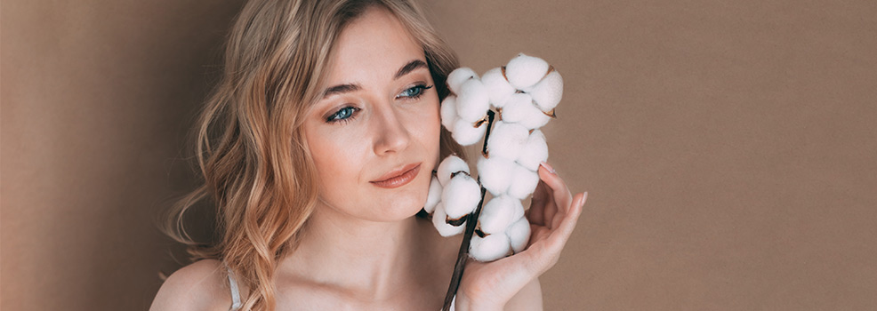 Girl with branch of Cotton