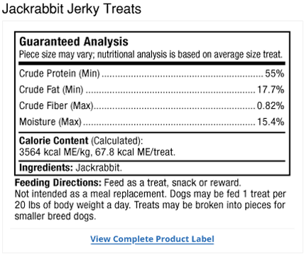 Bark & Whiskers&reg; Jerky Treats - Jackrabbit Label