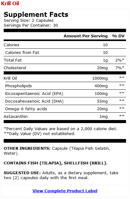 Krill Oil Product Label