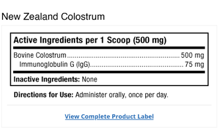Bark & Whiskers New Zealand Colostrum Label