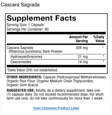 Cascara Sagrada Label