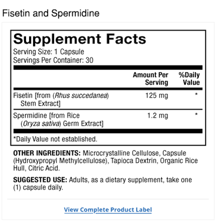Fisetin and Spermidine Label