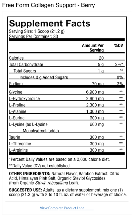 Free Form Collagen Support - Berry Label