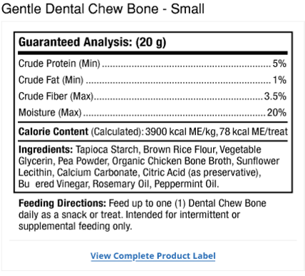 Gentle Dental Chew Bones Small Label