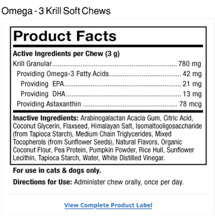 Krill Oil Soft Chew Label