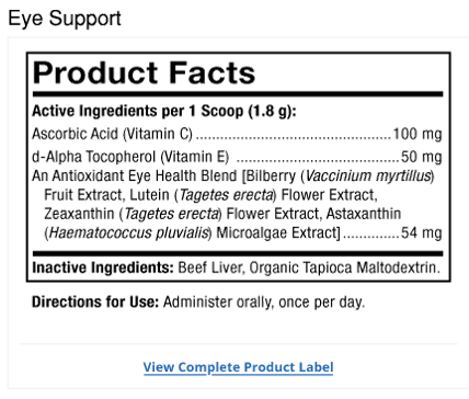 Bark & Whiskers Eye Support Label