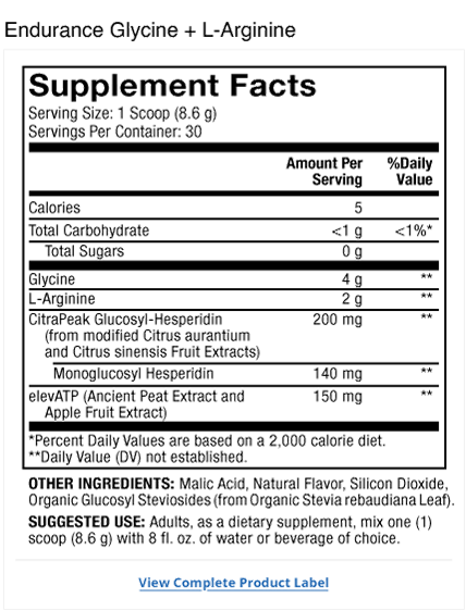 Pure Power Endurance with Glycine + L-Arginine - Berry Blast Label