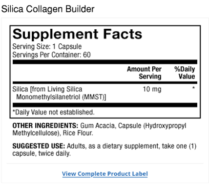 Silica Collagen Product Label