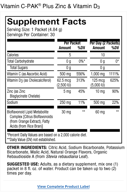 Vitamin C-PAK Label