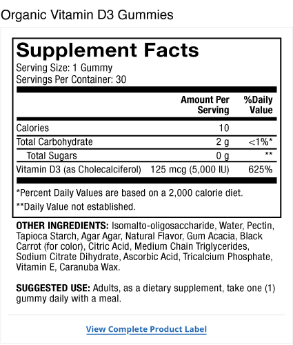 Organic Vitamin D3 Gummies - Cherry Label