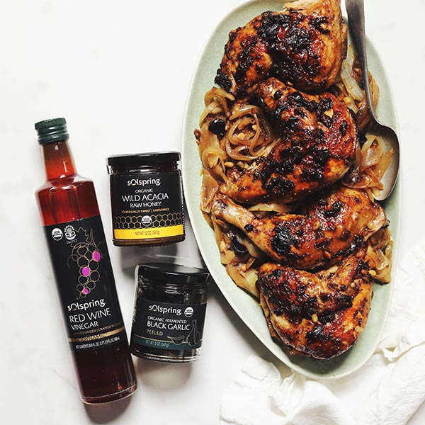 Black Garlic Agrodolce Chicken
