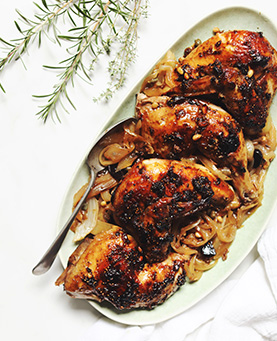 Black Garlic Agrodolce Chicken