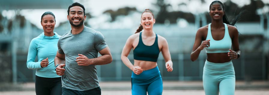 Group of friends jogging
